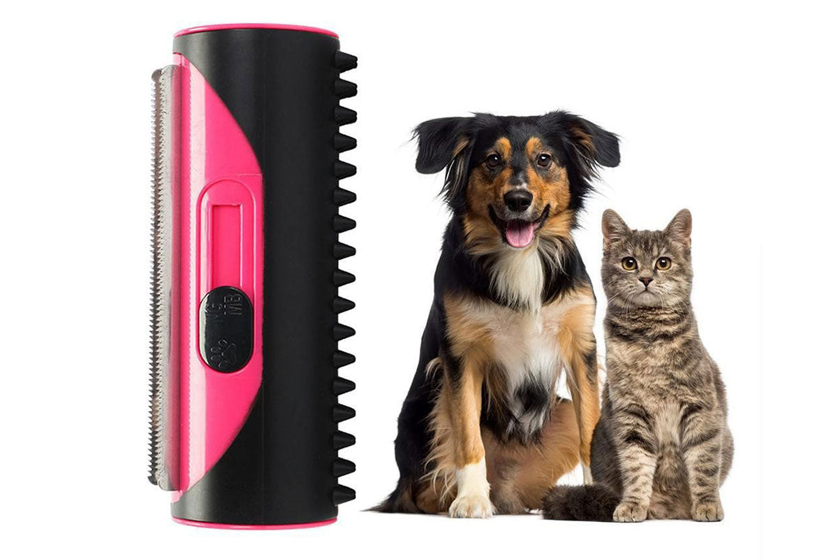 2Pcs Two Sided Pet Grooming Brush Hair Shedding Trimmer Comb Dog Cat Hair Fur Removal-Red