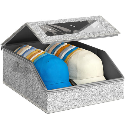 Large Capacity Hat Organizer Box Holds 30 Hats for Baseball Cap -Light Grey