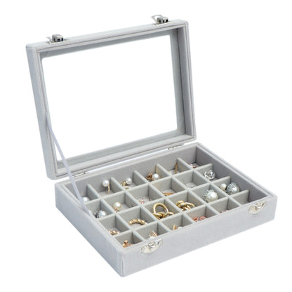 Organizer Case Box Holder Storage Jewelry Earring Ring Velvet Display Travel Portable-Grey