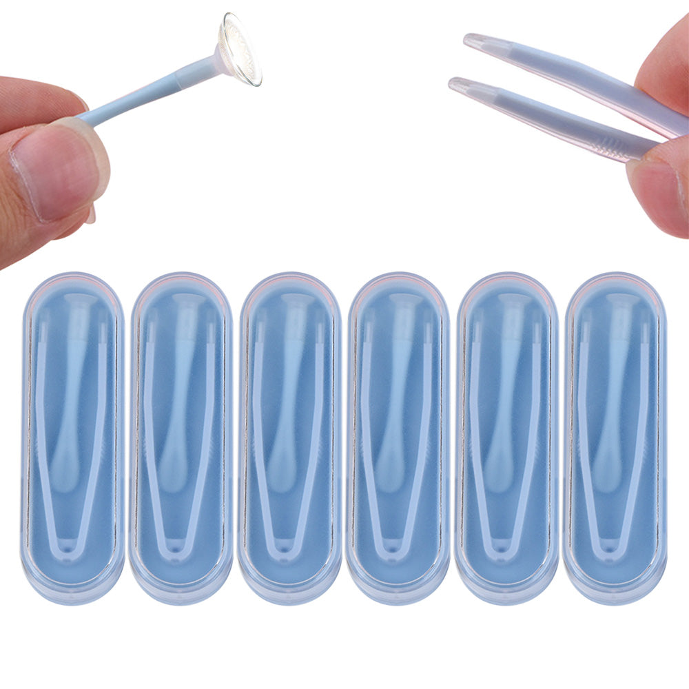 6 Pack Contact Lens Tool Kit Tweezers Inserter Remover Travel Case Set-Blue