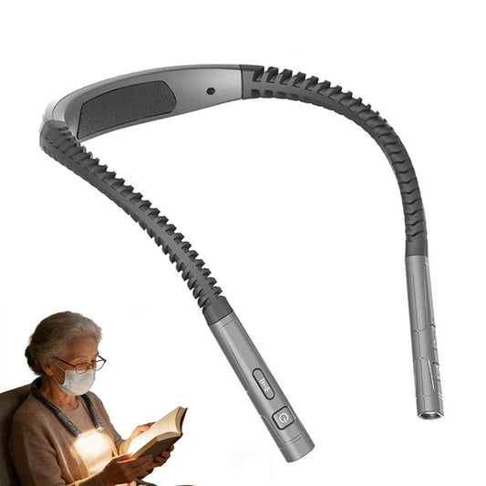 LED Book Light Adjustable Brightness Neck Reading Light for Knitting Repairing-Black
