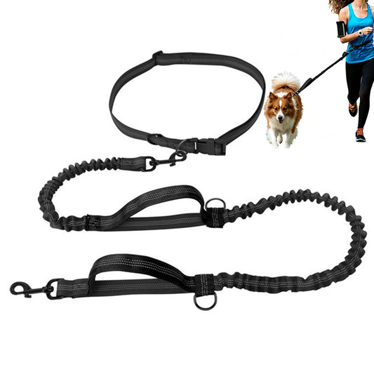 2 in 1 Hands Free Running Dog Leash for Walking Jogging-Black