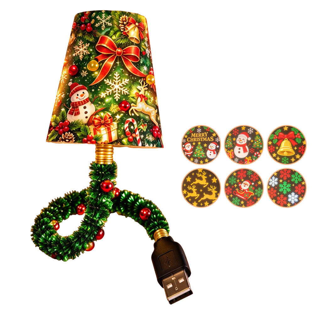 Christmas USB Projector Night Light with 6 Slide Patterns Adults Desktop Lamp