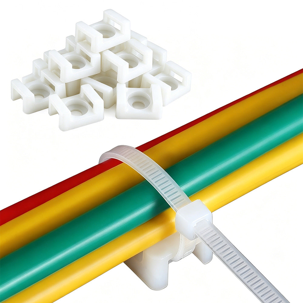 500 Pieces Cable Tie Base Nylon Saddle Mount - White
