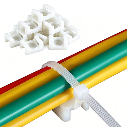 500 Pieces Cable Tie Base Nylon Saddle Mount - White