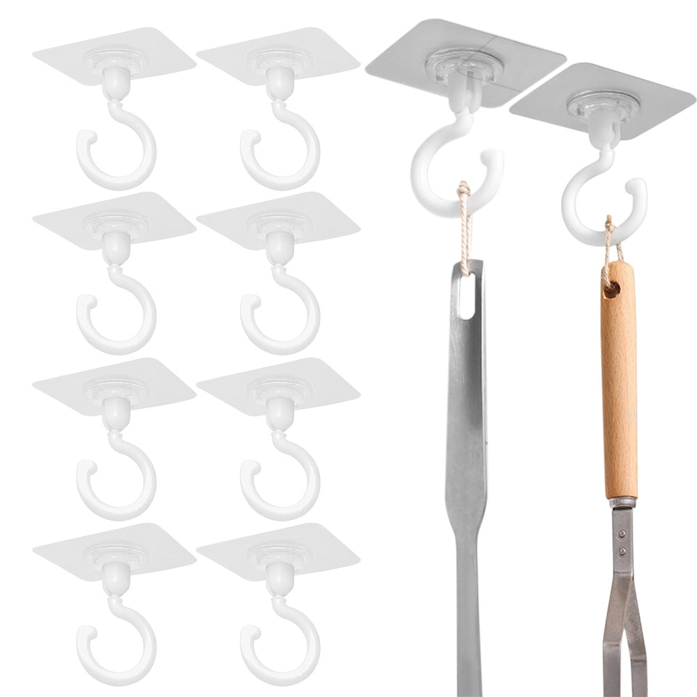 10 Pcs No Drill Ceiling Hooks -White