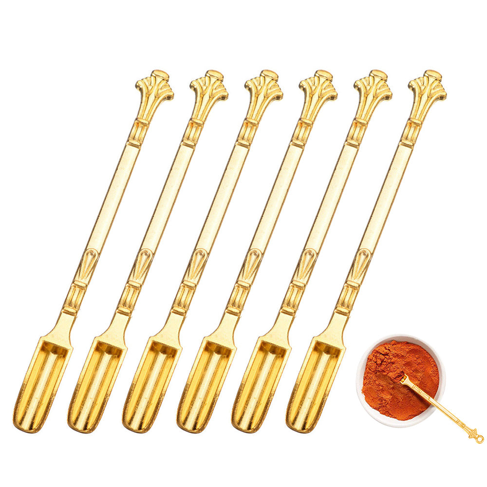 6Pcs Mini Metal Scoop Small Sampling Spoon for Spice Coffee-Gold