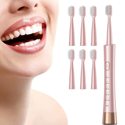 Electric Toothbrush for Adults ¨C Sonic Toothbrush with 6 Brush Heads and Smart Timer Pink