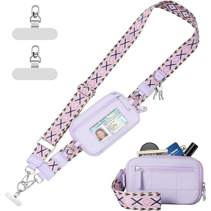 Phone Lanyard Clip and Go Strap for Phone with Wallet Crossbody -Purple