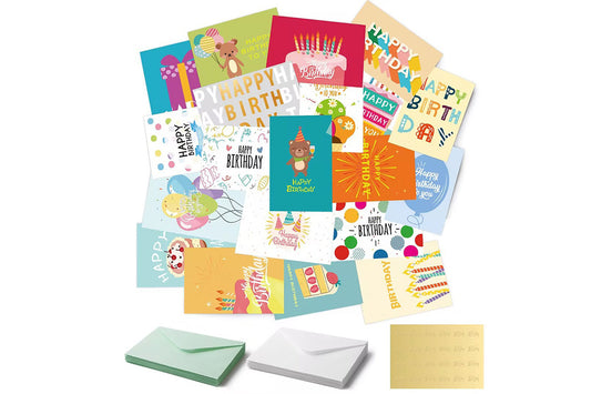 24Pcs Unique Birthday Cards Happy Birthday Card Bulk with Envelopes and Stickers-Orange Mixed Color