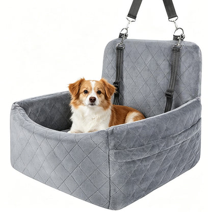 Car Dog Bed Pet Booster Seat For Small Dogs And Cats-Grey