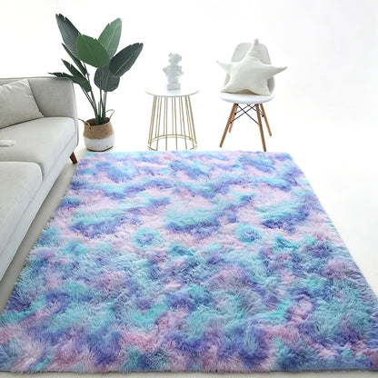 Plush Area Rug Soft Fluffy Carpet for Bedroom Living Room Dorm Room-Blue