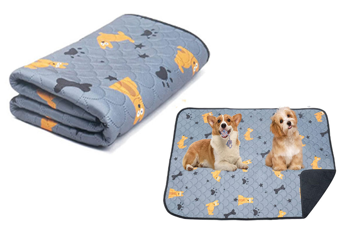 2Pcs Washable Pet Dog Training Pee Pad Reusable Absorbent Cushion Pet Pee Mat-Blue