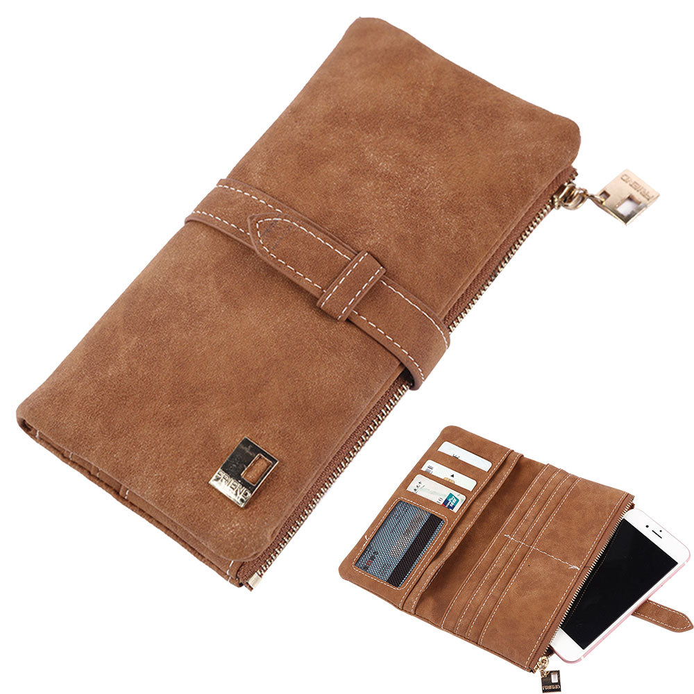 Women Wallet Multi Card Position Clutch Female Multi-Function Coin Purse-Brown