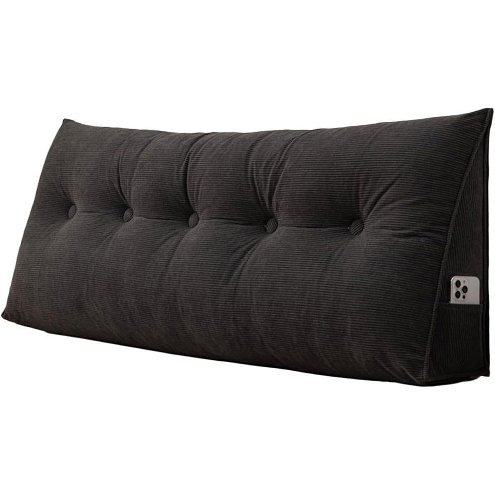 Headboard Pillow Triangle Backrest Wedge Cushion for Bed Sofa Dorm Room-Black