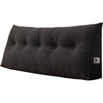 Headboard Pillow Triangle Backrest Wedge Cushion for Bed Sofa Dorm Room-Black