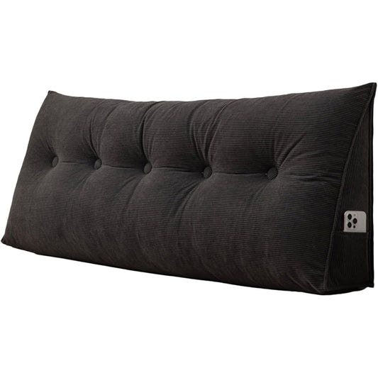 Headboard Pillow Triangle Backrest Wedge Cushion for Bed Sofa Dorm Room-Black