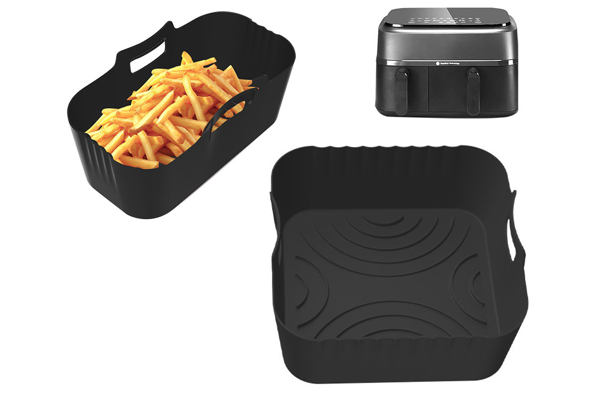 Air Fryer Silicone Liners for Philips Dual Basket Airfryer 3000 Series NA350 -Black