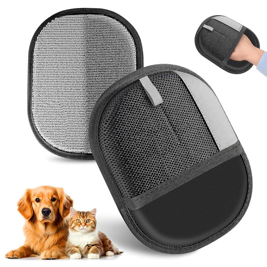 2Pcs Pet Hair Remover Gloves Cats Dogs Hair Remover for Laundry Couch Furniture Carpet-Black