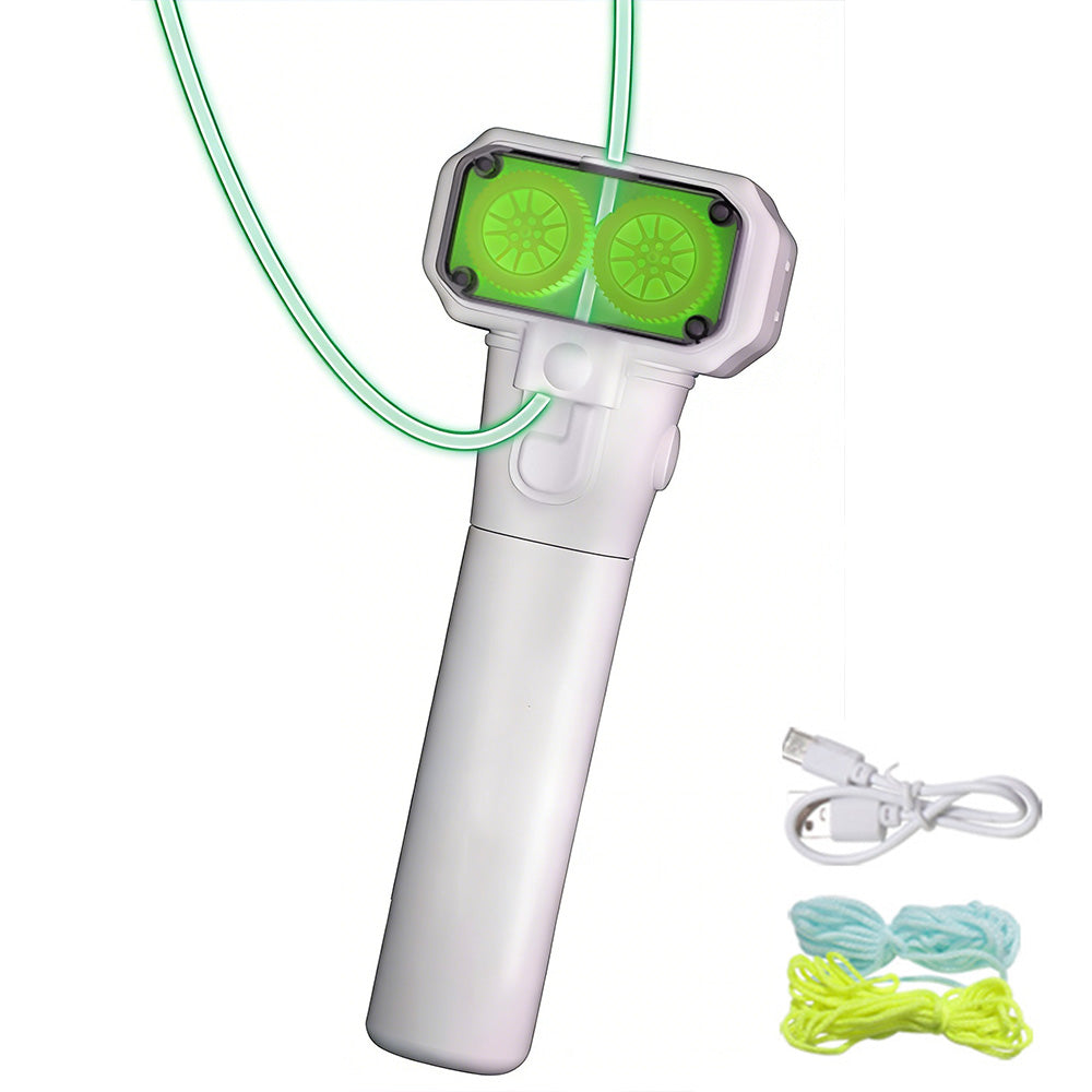 Handheld Double Wheel Rope Launcher Glow In the Dark Lasso Loop Fidget Toy-White