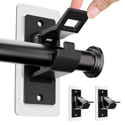 Self Adhesive Curtain Rod Brackets Invisible Holders - Black