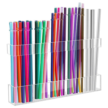 Reusable Straw Holder for Cabinet Door Kitchen Cupboard Storage Organizer Clear