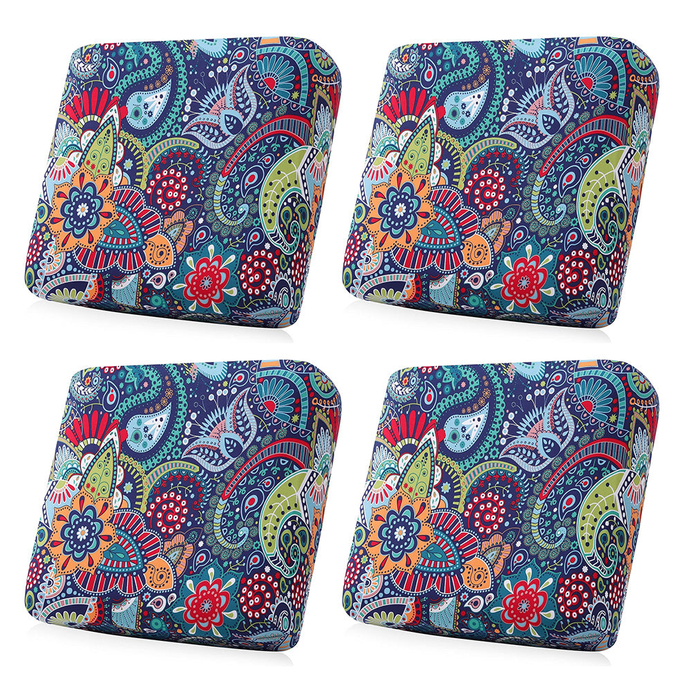 4Pcs Patio Stretchable Seat Cushion Covers for Furniture-Blue