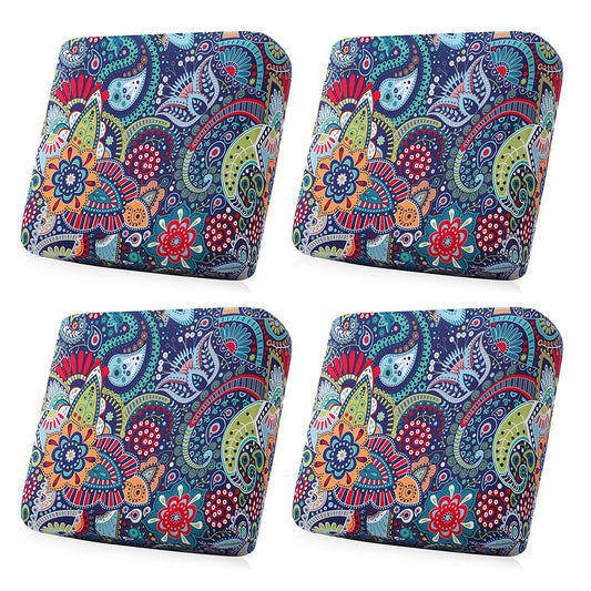 4Pcs Patio Stretchable Seat Cushion Covers for Furniture-Blue