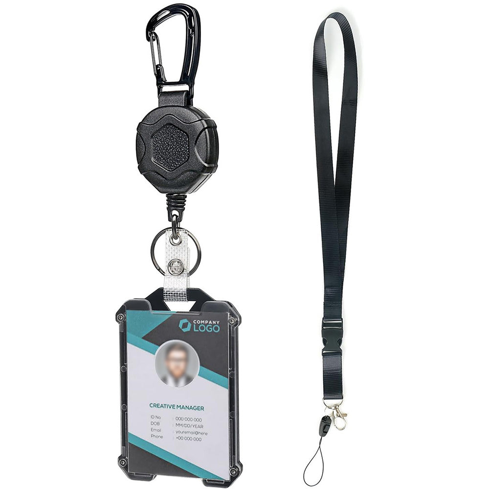 Badge Holder Retractable ID Cards Holder with Lanyard