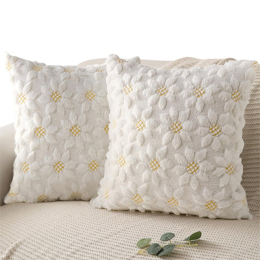 2Pcs Spring Summer Pillow Covers Floral  Farmhouse Home Decor for Sofa Couch Bed -Sunflowers