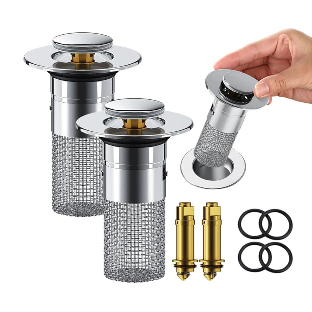 2Pcs Set Universal Sink Stopper Hair Catcher Pop Up Sink Drain Filter for Bathroom Sink