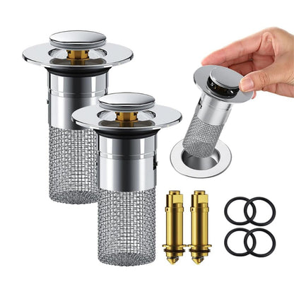2Pcs Set Universal Sink Stopper Hair Catcher Pop Up Sink Drain Filter for Bathroom Sink