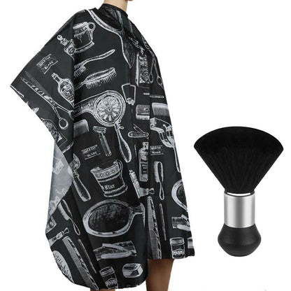 Hair Cutting Cape Set Barber Cape with Neck Duster Brush for Men Women Salon Supplies-Black