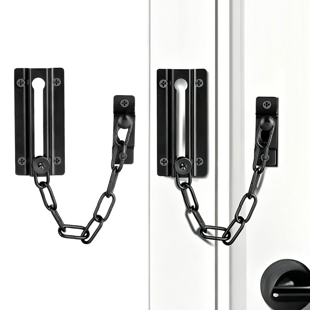 2 Pack Door Security Chain Lock Strong Door Chain Lock with 12 Screws for Wood Door-Black