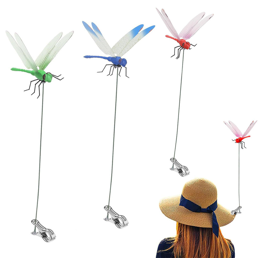 6Pcs Outdoor Fake Dragonfly Rod Clip Garden Metal Dragonfly Clip Decor