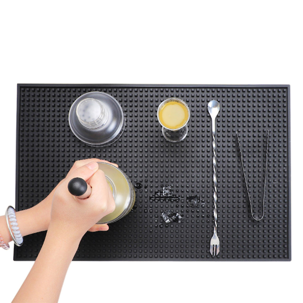 Bar Mat Non Slip Drying Mat for Countertops PVC Bar Service Mat Home Bar-Black