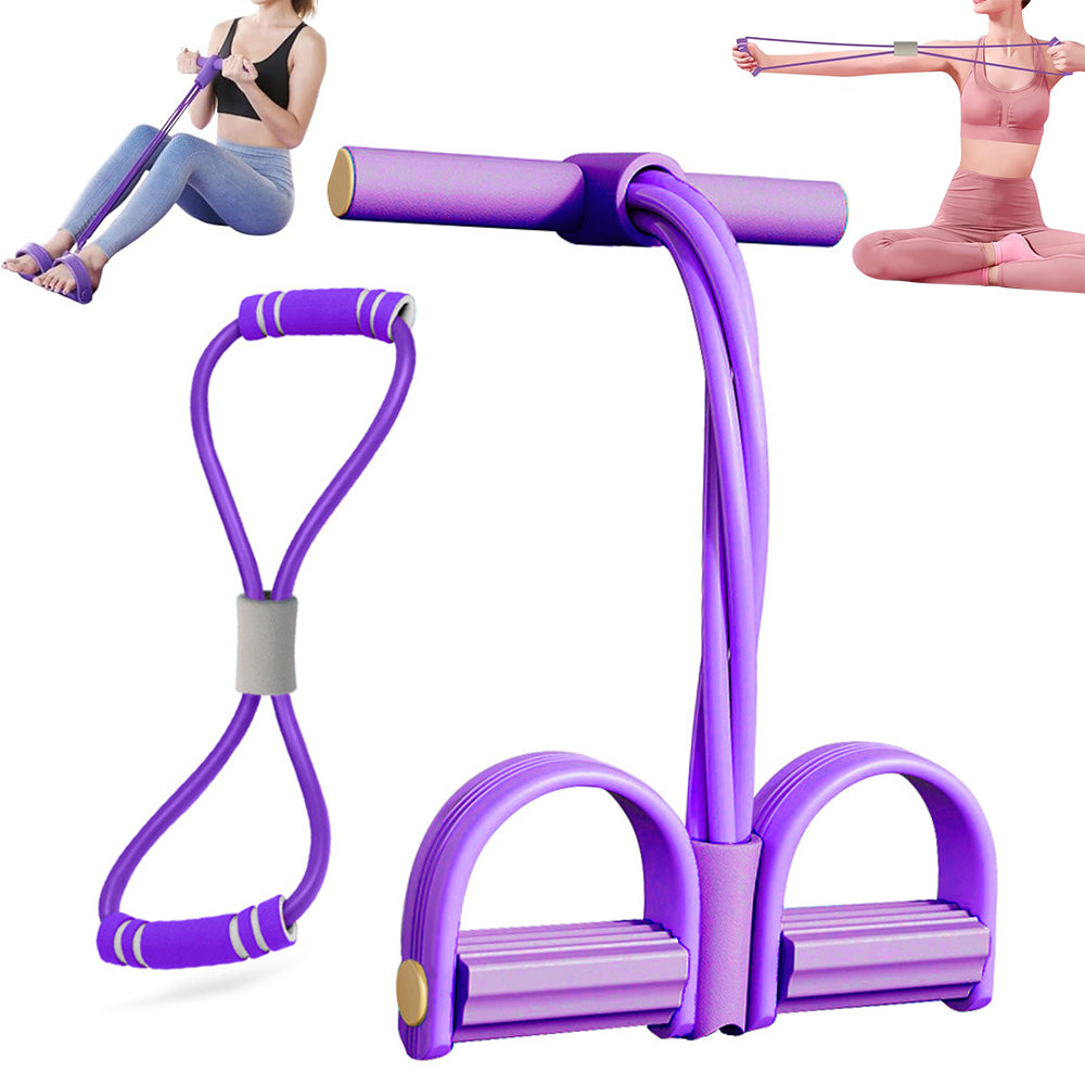 6 Tube Pedal Ankle Puller Fitness Resistance Band - Purple