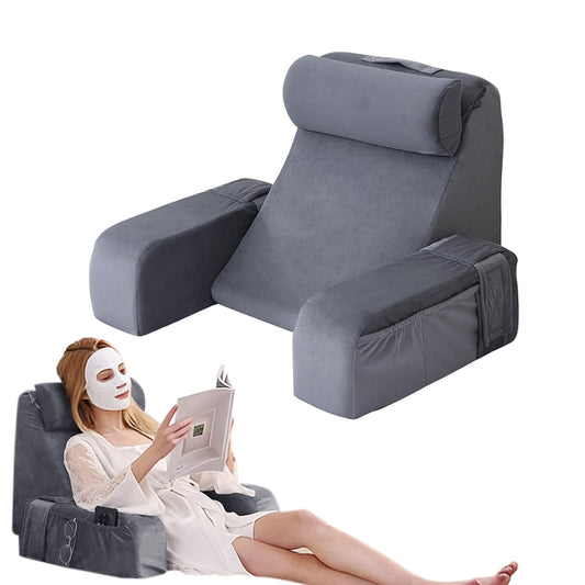 Adjustable Detachable Backrest Reading Pillow for Sitting in Bed-Grey