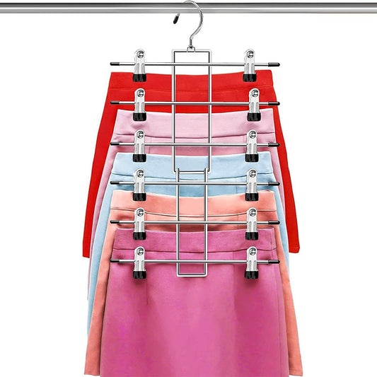 Space Saving Hanging Pants Organizer with 12 Clips and 360 Degrees Swivel Hook