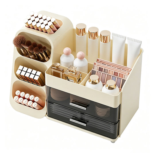 Cosmetic Organizer for Skincare Storage for Dresser Table Top-Beige
