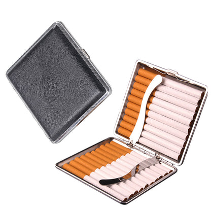 Portable PU Leather Cigarette Case Fashion Design Holds 20 Cigarettes-Black
