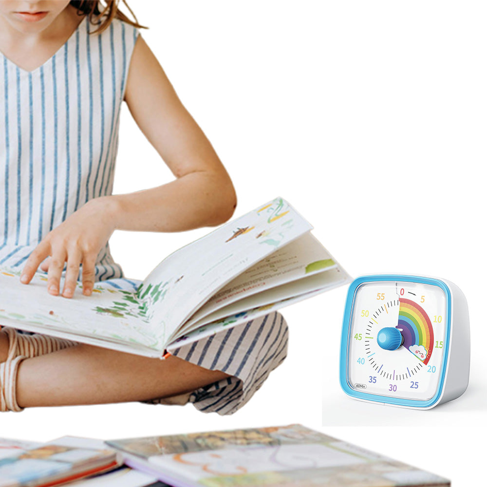60-Minute Visual Countdown Timer Rainbow Disk Silent Time Management Tool Blue