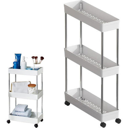 3 Tier Slim Rolling Storage Cart Bathroom Shelves Organizer for Kitchen Laundry