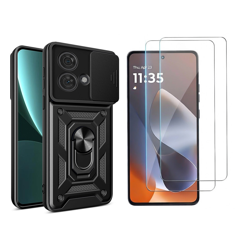 Phone Case Tempered Glass Screen Protector for Moto G86 Power Black