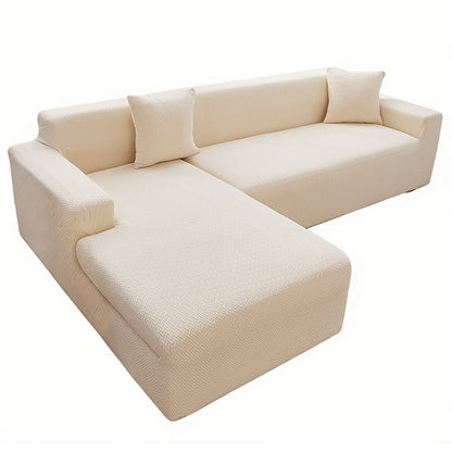 Elastic Full-Cover T-Shaped Jacquard Universal Sofa Slipcover for 1-4 Seater-Yellow