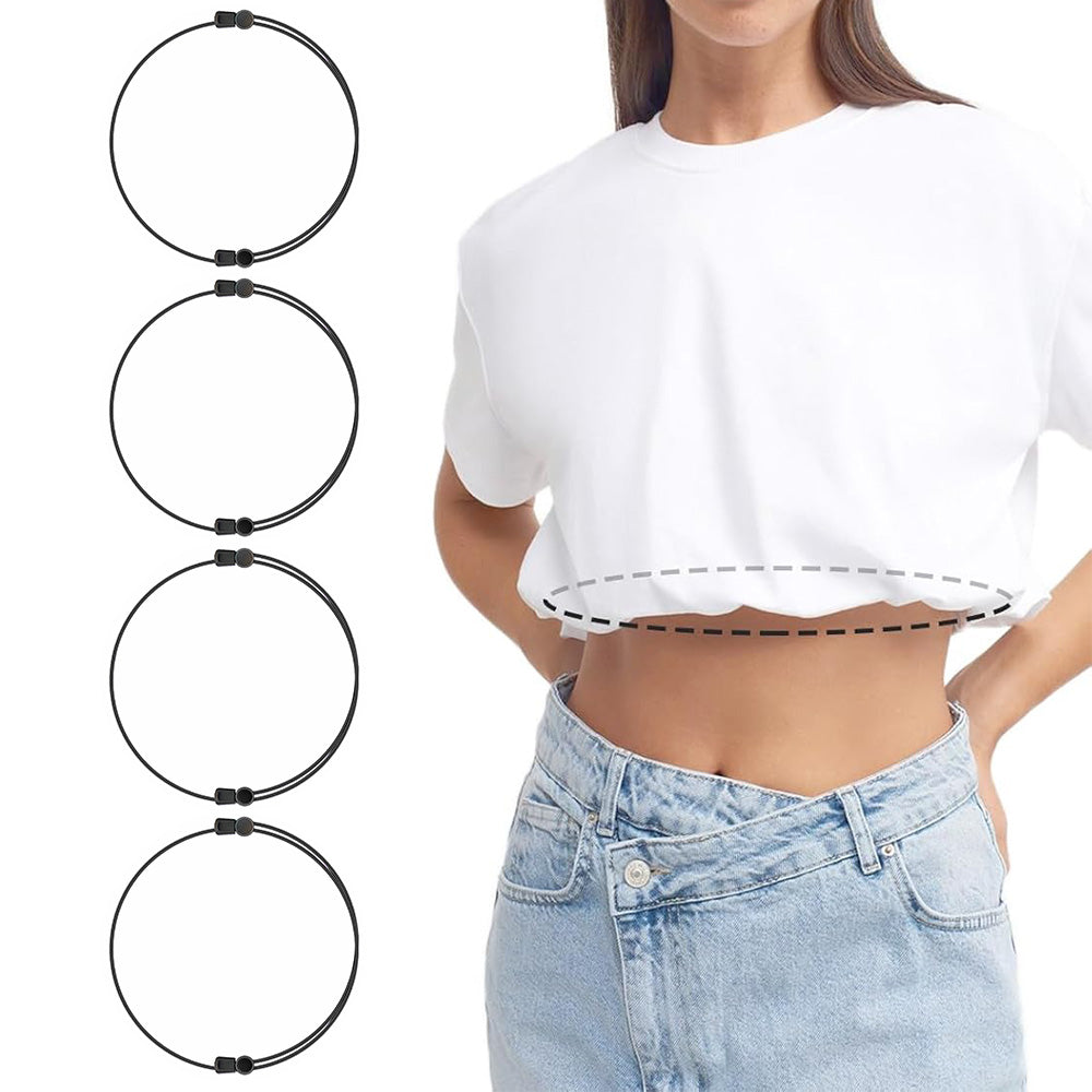 4Pcs Shirt Tuck Band Women Elastic Belts Tucking  Sweater Cropping Belt-Black
