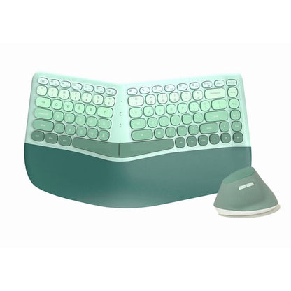 2.4G Wireless Keyboard and Mouse Set with Ergonomic Design 84 Key Keyboard and 6 Button Mouse-Green