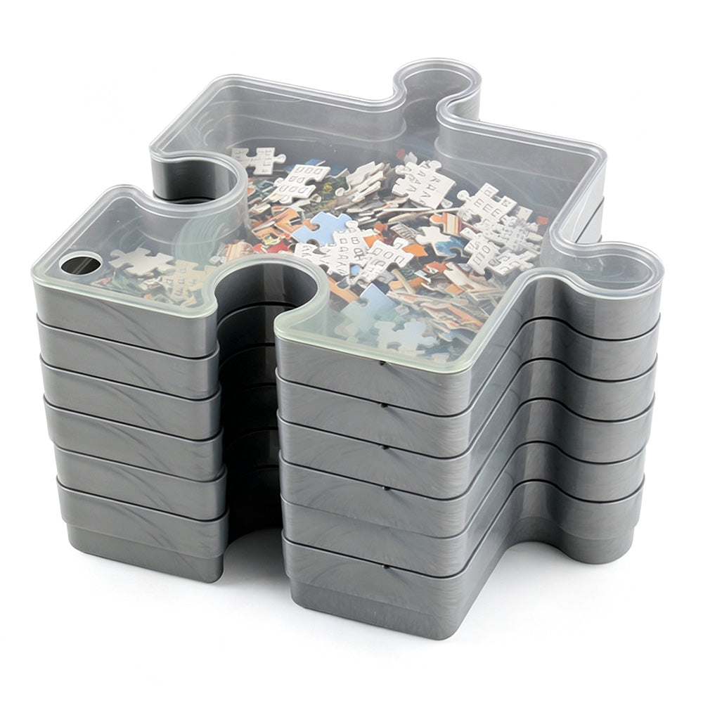 6 Layer Puzzle Storage Organizer Box Stackable Sorting Trays for 1000 Pieces-Grey