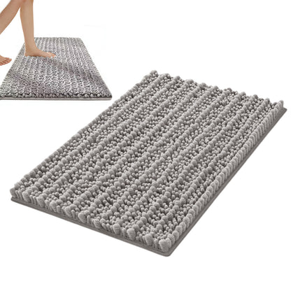Chenille Fabric Bathroom Rugs Mat With Non Slip Rubber Backing Home Decor Accessories-Dark Grey