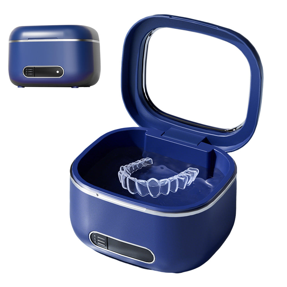 Portable Ultrasonic Retainer Cleaner Dental Appliance Cleaning Machine -Blue